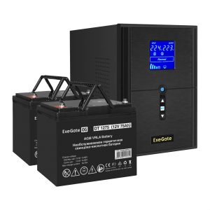 Комплект ИБП ExeGate SineTower SZ-2000.LCD.AVR.3SH.1C13.USB + Батарея 75Aч, 2 шт. ), 2шт. (EX296846RUS)