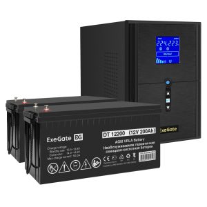 Комплект ИБП ExeGate SineTower SZ-2000.LCD.AVR.3SH.1C13.USB + Батарея 200Aч, 2 шт. ), 2шт. (EX296857RUS)