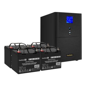Комплект ИБП EX295990RUS + батарея 33Aч EX282974RUS 4шт (инвертор, синус, для котла) ExeGate SineTower SZ-3000.LCD.AVR.3SH.1C13.RJ.USB  <EX296860RUS>