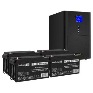 Комплект ИБП ExeGate SineTower SZ-3000.LCD.AVR.3SH.1C13.RJ.USB + Батарея 65Aч, 4 шт. ), 4шт. (EX296867RUS)