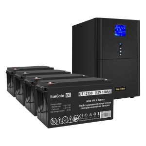 Комплект ИБП ExeGate SineTower SZ-5000.LCD.AVR.2SH.1C13.T.RJ.USB + Батарея 150Aч, 4 шт. ), 4шт. (EX296901RUS)