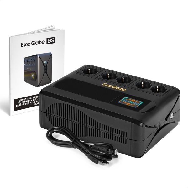 ИБП ExeGate NEO Smart BU-1000.LCD.AVR.5SH.RJ.USB (EX298095RUS)